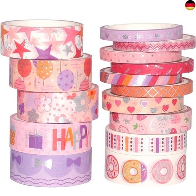 YUBX 15 Rollen Washi Tape Set Masking Tape VSCO Dekoratives Klebeband Bunt für