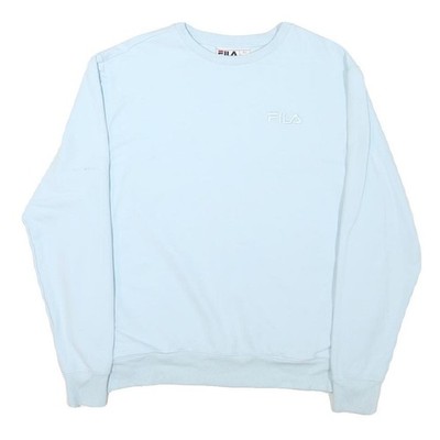FILA Herren Pullover Sweatshirt blau Rundhals L Baumwollmischung Logo bestickt