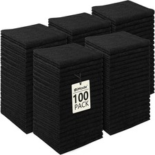 Washcloths Bulk - 100 Pack - Face Towels 12" x 12" , 100Pack, Black