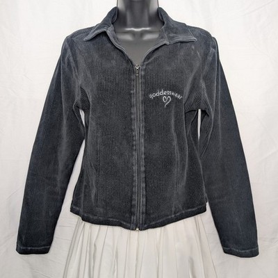women Goddess Black light weight corduroy jacket Cotton Blend soft chic comfy