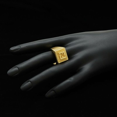 FENDI FF Guilloche Ring Wide GP #S S Size Japanese Approx