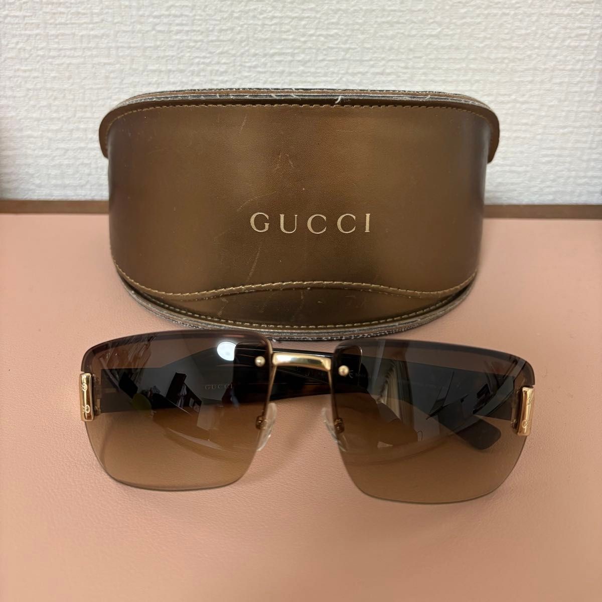 GUCCI Sunglasses GG Pattern Tortoiseshell Gold Br… - image 1