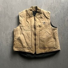 Vintage Carhartt Vest Large Tan 90s Duck Canvas Arctic Quilt Lined Workwear