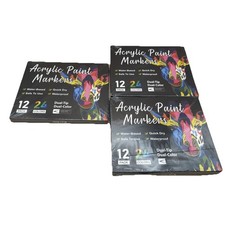 Acrylic Paint Marker Drawing 3 Sets 12 Pack 24 Colors Per Set Quick Dry