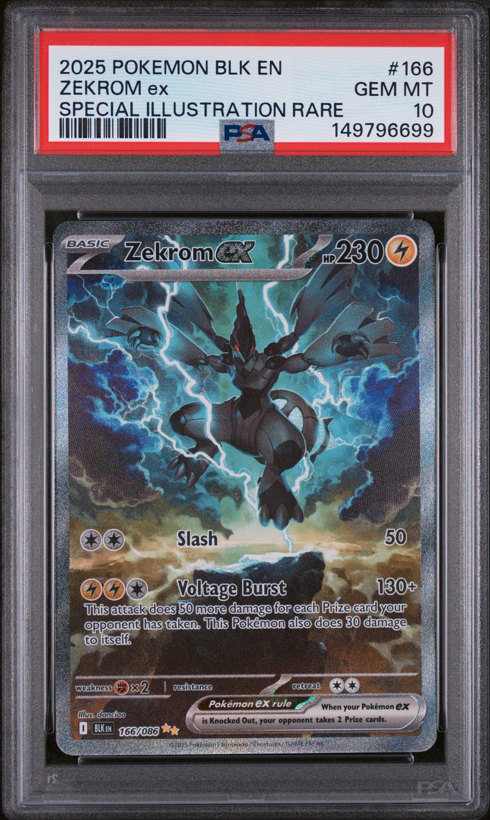 2025 POKEMON BLK EN-BLACK BOLT SPECIAL ILLUSTRATION RARE #166 ZEKROM EX PSA 10