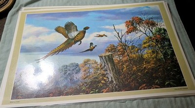 18'' x 12'' Place Mat By Maass Breaking Cover Ring-Necked Pheasant 28'' x 11 1/2''