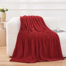 New Puncuntex Red Fleece Throw Blanket 50"60" Super Soft Flannel Plush Cozy with
