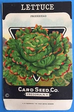 *Original LETTUCE Prizehead CARD SEED Vegetable Packet Pack 1930's Fredonia N.Y.