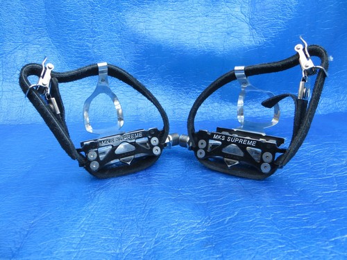 MKS Supreme NJS Black Pedale + MKS Steel M NJS Clips + MKS Fit - Alfa Toe Straps