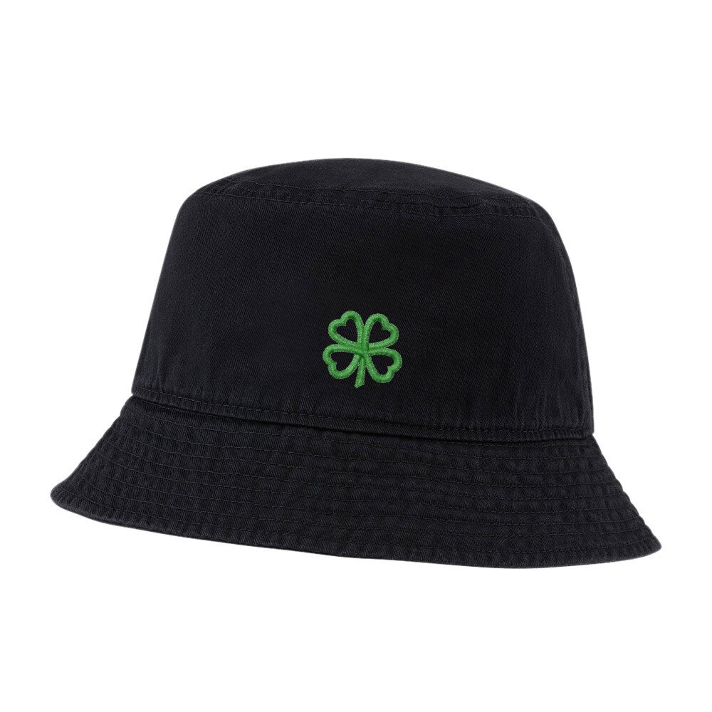 Heart-Shaped Shamrock Embroidered Washed Bucket Hat for Men & Women