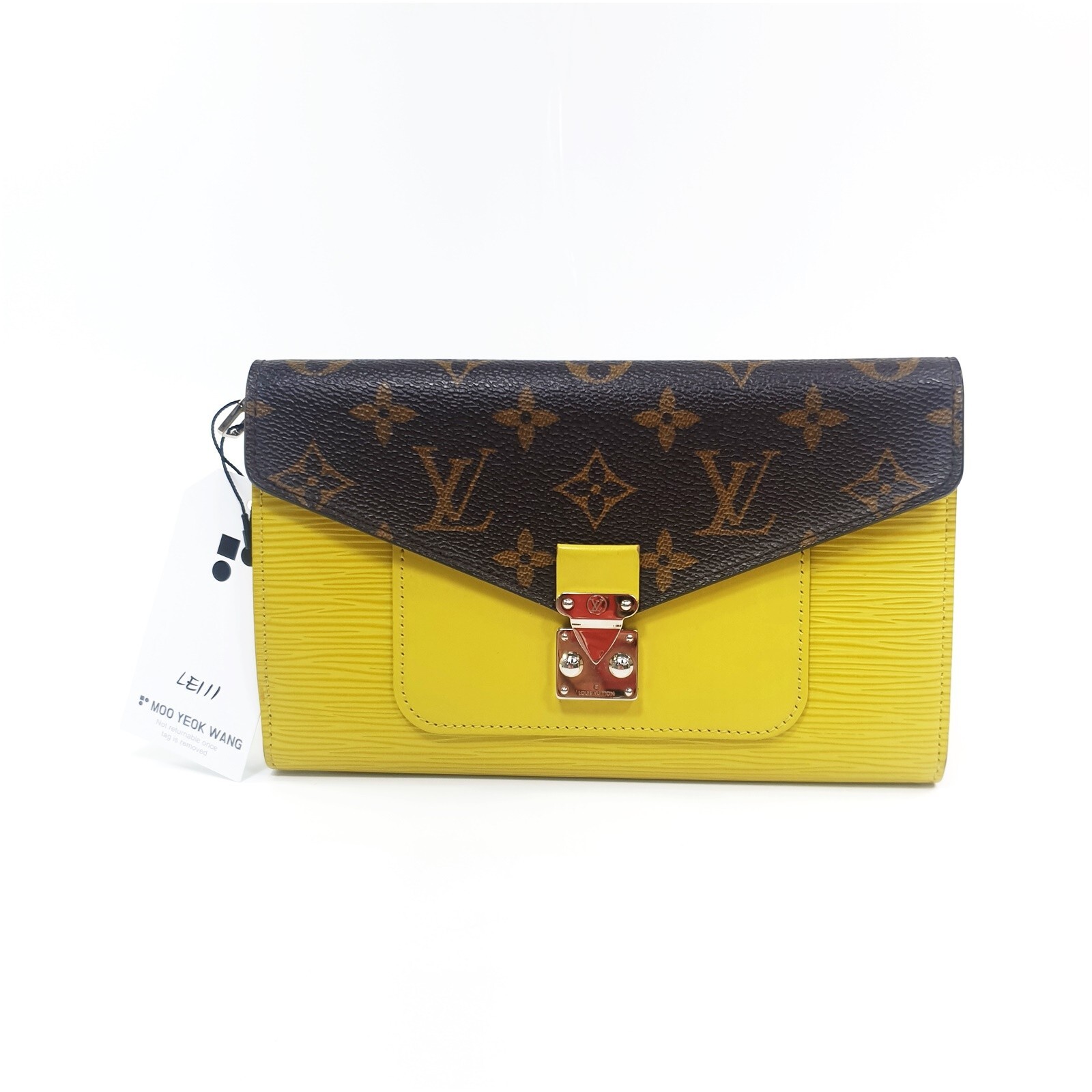 Auth Louis Vuitton Marie Rose Epi Monogram Pistache Long Wallet 