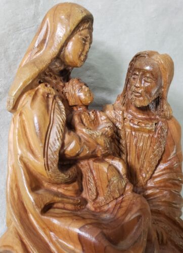 Omar Bakri Israele vintage 1979 intaglio legno di olivo statua di Gesù Maria Giuseppe 11" - Foto 4 di 23