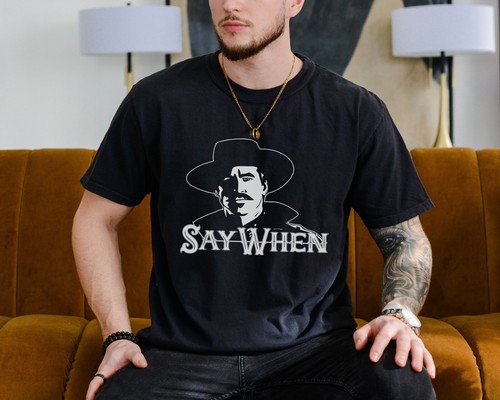 Doc Holliday Say When T-Shirt on Premium Vintage Black Comfort Colors Tee - Picture 5 of 6