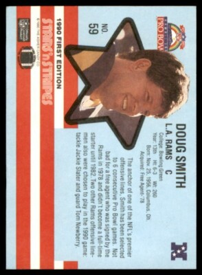 1990年　ベルフーズ　テレスタジアム バトルストライカー　ガム付属カード 1990 STARS' n STRIPES FOOTBALL CARD FIRST EDITION #59 DOUG SMITH