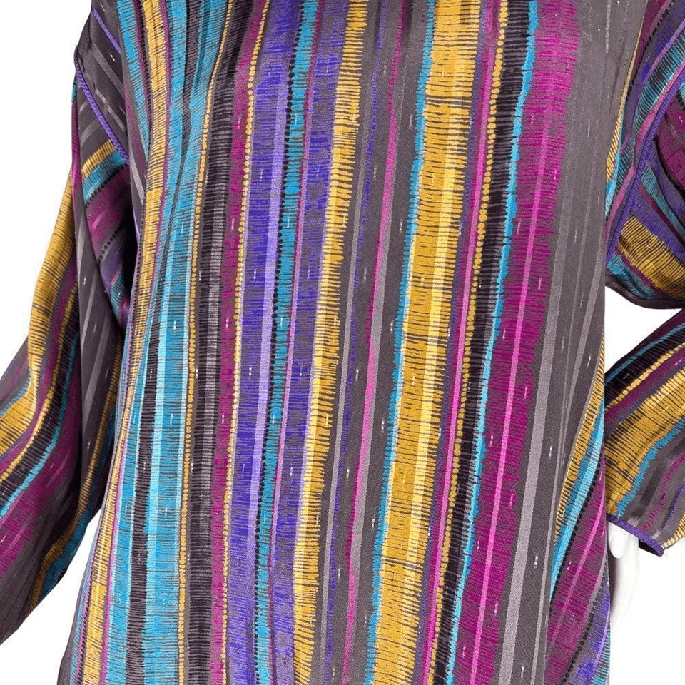 Top túnica a rayas Mary McFadden Collection I vintage años 90, pequeño Foto 2 de 4