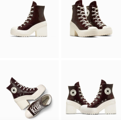 NEW Women's CONVERSE Chuck 70 De Luxe Crinkle Leather Heel A13387C