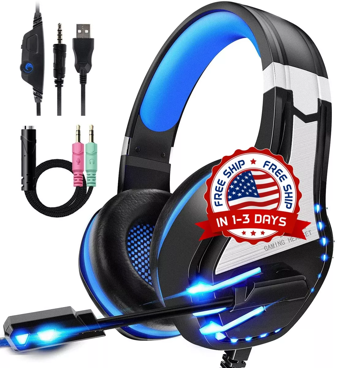 CASCOS AURICULARES CON micrófono para ps4, pc, Gaming, ordenador