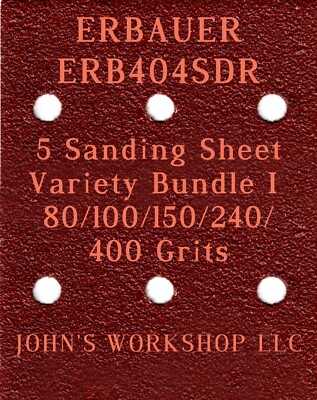 ERBAUER ERB404SDR - 80/100/150/240/400 Grits - 5 Sandpaper Variety Bundle I