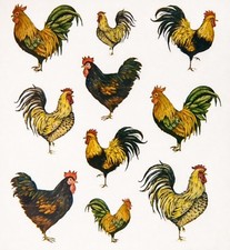 10 Rooster Chicken Clear Scrapbook Craft Stickers