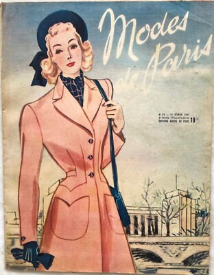 Modes de Paris Nr. 24 vom 1. Februar 1947 alte Zeitschrift Nähen Damenmode