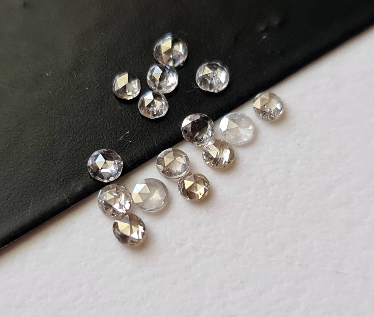 Clear Diamond Salt And Pepper Rose Cut Diamond (3Pcs To 5Pcs)