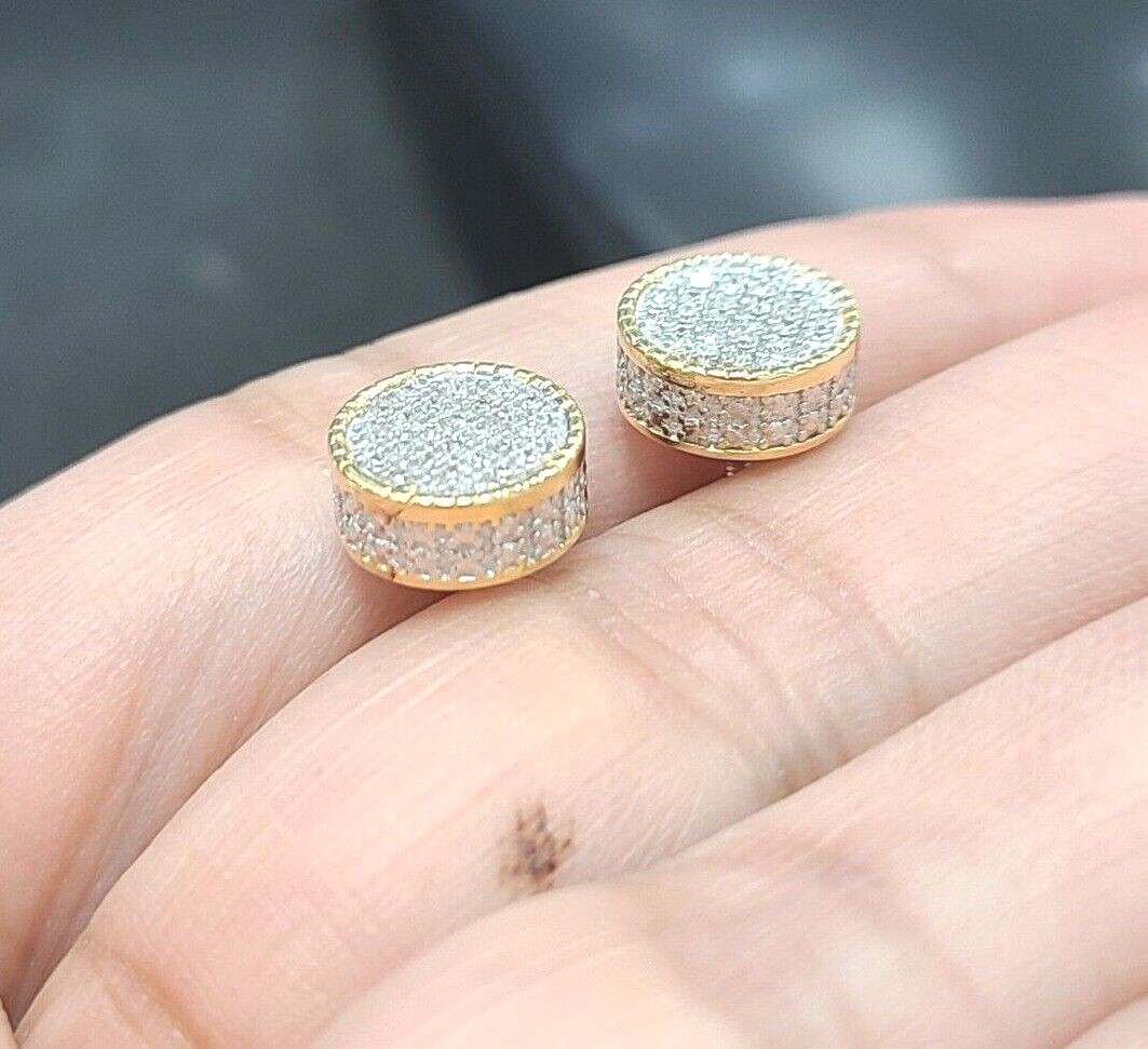 Deal! 10K Gold 0.15ctw Genuine Natural Pave Diamonds Round Studs Earrings