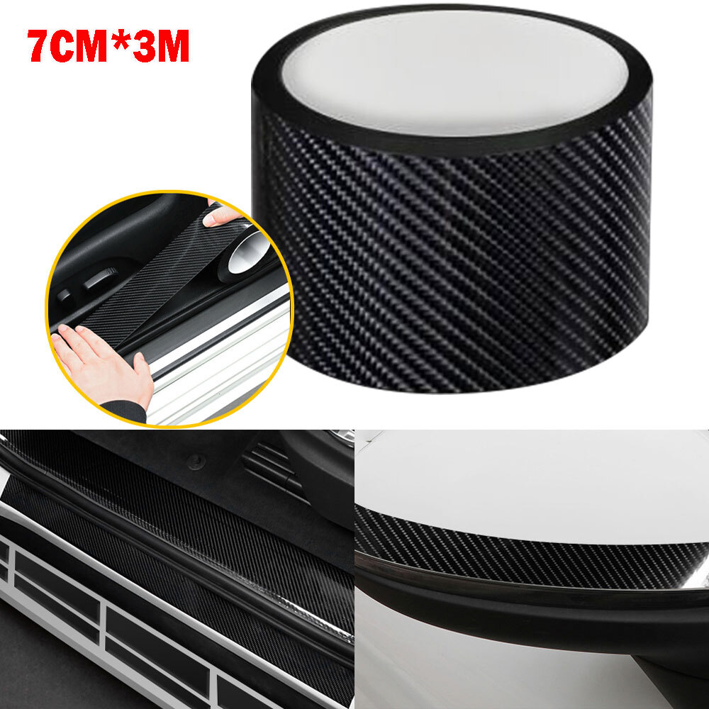 5D Carbon Fiber Car Door Sill Cover Step Protector Vinyl Trim