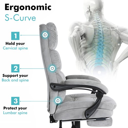 Silla de Oficina Ergonómica Reclinable Giratoria Ajustable Tela PC Computadora Escritorio Silla - Imagen 39 de 89