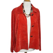 Requirements Xl Orange Soft Corduroy Button Down Light Weight Jacket 