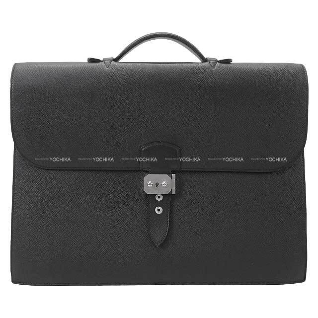 [Pre-loved] HERMES Sac a depeches 41 Noir (Black) Veau Epsom Silver HW Busin...