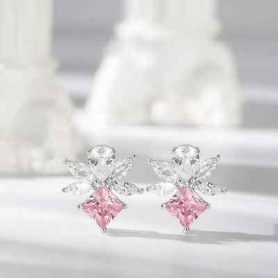 Delicate Woman's 2Ct Lab Created Princess Cut Earrings 14K White Gold Finish