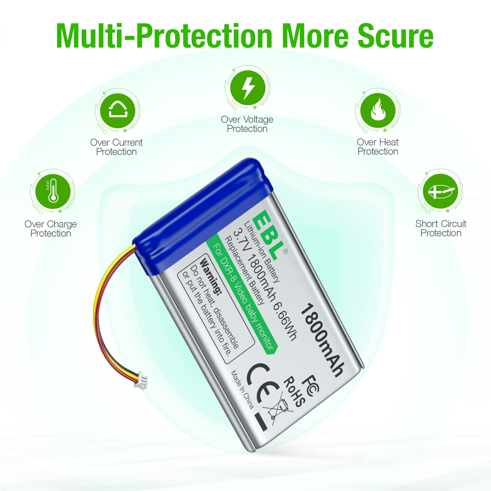 Sp803048 1800mAh Replacement Battery for Infant Optics DXR8 Video Baby