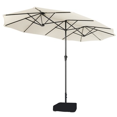 Sekey 400×220 cm Doppelsonnenschirm mit Ständer Groß Marktschirm Balkon UPF 50+