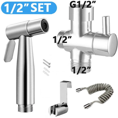 Hand Held Toilet Bidet Sprayer Stainless Steel Faucet Spray Gun Shower Hose Kit - Picture 18 of 21
