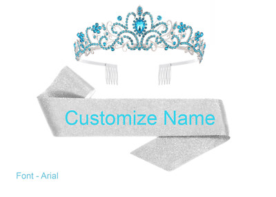 Silver Tiara w/ Teal Rhinestones