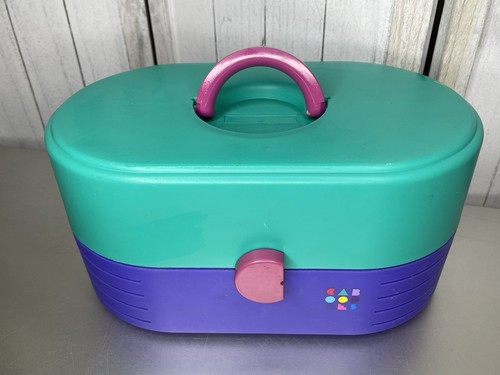 Vintage Caboodles Caboodle Makeup Storage Case Plastic Green Purple Pink 90s - 第 1/12 張圖片