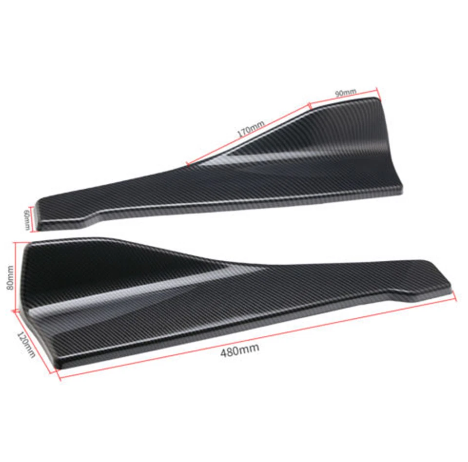 48CM Carbon Fiber Rear Bumper Spoiler Body Side Skirt Roker Lip For Honda BMW - Image 4 of 4