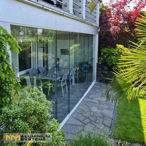 Glasschiebewand Glasschiebetür Glaswand Aluminium Terrasse Windschutz 2,8 x 2 m - Bild 9 von 24
