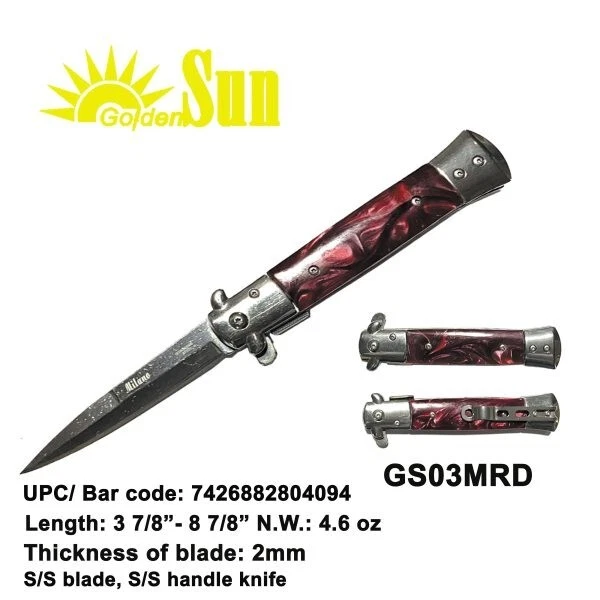 Navaja de Bolsillo Plegable Hoja Abierta Asistida por Resorte Perla Roja Táctica de 9" con Clip Foto 4 de 4