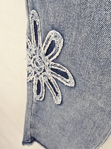 Justice Flower Distressed Jeans - Medium Wash - Girls Size 16 Hippie Festival - Picture 8 of 10