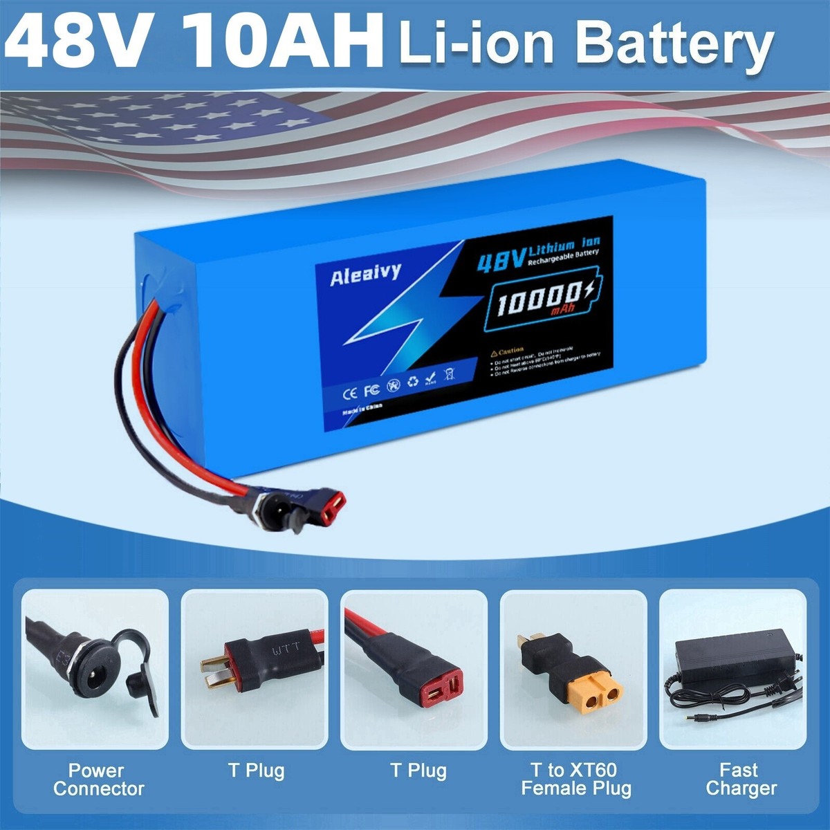 48V 10Ah Li-ion Ebike Battery Pack for Electric Bicycle & Scooter
