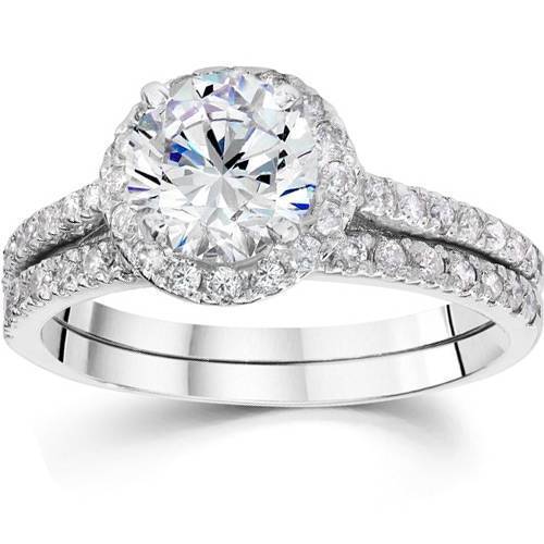 Zertifiziert 2 1/2 ct Halo Lab gewachsen Diamant Verlobungsring passend Hochzeitsset - Bild 1 von 6