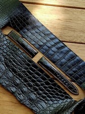 Black croc Leather Handmade Watch Strap Band