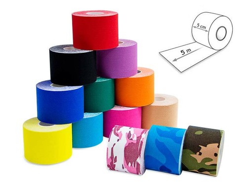 5 Rotoli 5cm x 5m Nastro Kinesiologico KT Supporto Lesioni Tensione Muscolare Fisio Sport - Foto 3 di 5