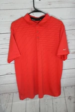 NIKE Men's Large Dri Fit Golf Polo Shirt, Red, Polyester, Collared, 3-Button 