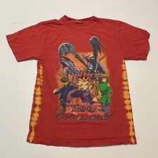 Yu-Gi-Oh Vintage 1990s Tie-dye T Shirt Blue Eyes White Dragon Youth Boys Large