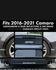 For 16-21 Camaro SMOKE Side Marker Reflector Rear SET Tint PreCut Overlays Vinyl