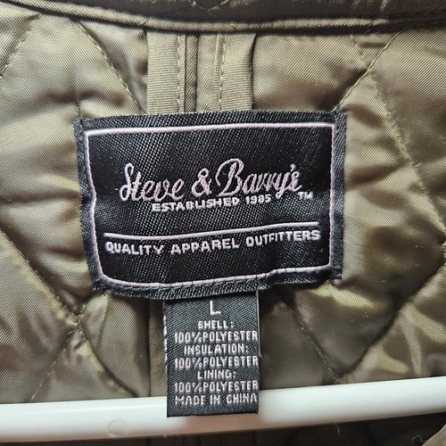 Women's Steve & Barry Quilted Olive Jacket with Pockets, Size L - Picture 3 of 4