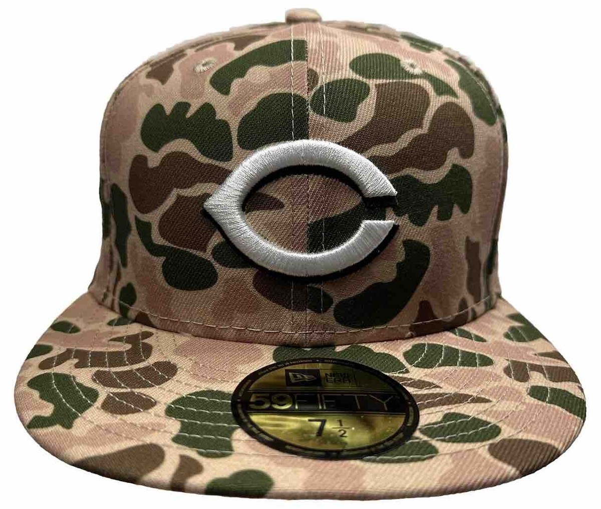 New Era 59Fifty MLB Cincinnati Reds Duck Camo Orange UV Fitted Hat