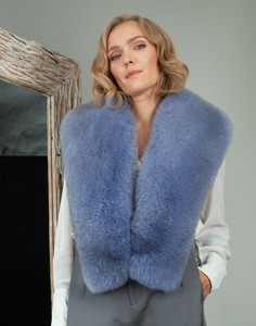 51-034-Sky-Blue-Fox-Fur-Collar-Stole-Giant-Boa-Wrap-Handmade-Genuine-Saga-Fur